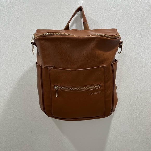 Fawn Design Handbags - Fawn Design Cognac Original Brown diaper bag backpack infant baby newborn